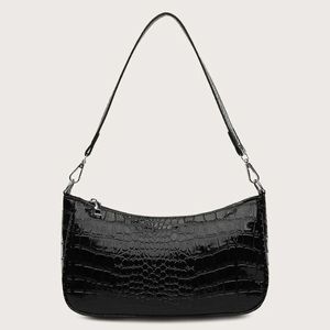 Croc Embossed Baguette Bag SHEIN
